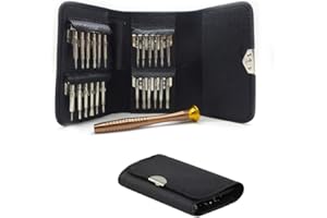 CLABMROEC Przenośny mini śrubokręt 25 w 1, zestaw narzędzi do naprawy ze skórzanym etui, Pentalobe 0,8 1,2 P5 Torx T5 śrubokręty do komputerów MacBook Pro, tabletów, laptopów, telefonów komórkowych, zegarków,