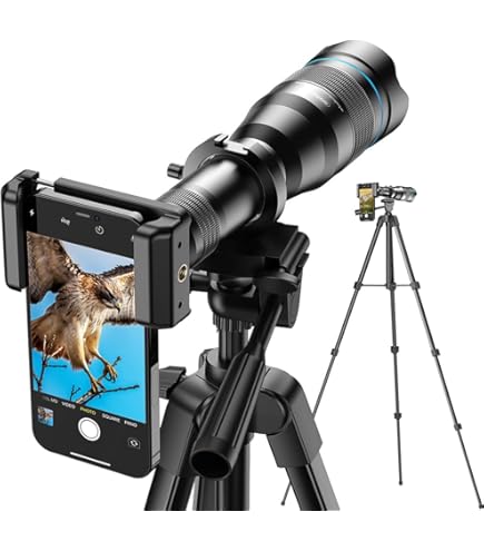 Ciciglow Kit D'objectif D'appareil Photo Pour Téléphone Portable, Téléobjectif 60x, Grand Angle 3,3 °, Objectif Zoom Avec Trépied Pour Téléphones Android