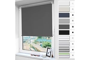 Magiea Verdunklungsrollo ohne & mit Bohren Klemmfix, Dunkelgrau B80 x H120 cm (Stoffbreite 75 cm), Klemmrollo Thermorollo, Innenrollo für Sonnen- und Sichtschutz, Rollos für Fenster & Tür