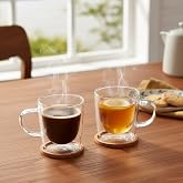 Deconox 2'li &Ccedil;ift Cidarlı Kulplu Cam Fincan Seti - 100 ml Isıya Dayanıklı Espresso ve T&uuml;rk Kahvesi Bardağı - El Yakmayan Mode