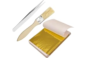 RJFUJP 200 Sheets Edible Gold Leaf, Edible Gold Leaf for Cakes with Brush Tweezer, Foil Paper for Cakes, DIY Craft, Home Restaurant Decor, Painting Nail Art, Beauty Routine Makeup, Crafts