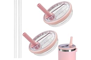 MPXEAVG 2 Tapa Stanley Anti Goteo, para Stanley Cup 40 oz Accesorios, Stanleycup Accesorios, con 2 Pajitas, Tapa Reutilizable (Rosa)