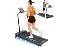THERUN Tapis Roulant Pliable Tapis de Course Electrique 10KM/H Vitesse Réglable Ultra Silencieux avec télécommande et écran LCD pour Maison/Bureau