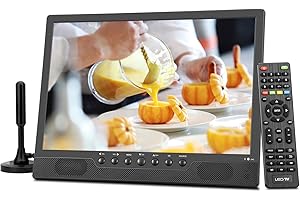 KCR 14.0 Zoll digitaler DVB-T2 tragbarer Fernseher, Freeview, wiederaufladbarer Akku, USB-Anschluss, Kopfhöreranschluss, Fernbedienung, AV-Eingang, HDMI-Eingang