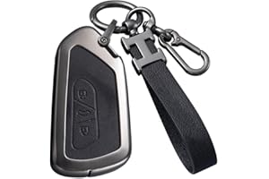 RXXR Pokrowiec na kluczyki samochodowe kompatybilne z VW Volkswagen ID3 ID4 Seat Leon MK4 Golf 8 GTI Skoda Octavia Tarraco Ateca 3-przyciskowe etui na kluczyki samochodowe ze skórzanym brelokiem (czarne