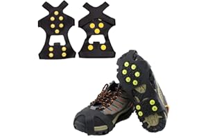 QeeHeng Tacchetti da neve per ghiaccio e neve, ramponi, impugnature per ghiaccio e neve, tacchetti di trazione per scarpe e stivali, tacchetti in gomma per uomini e donne, misure scarpe S/M/L/XL/XXL