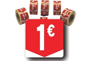 Affichesstore 30261 - Rouleau de 500 Étiquettes Autocollantes 1€ - Format Carré 35x35mm - Brillantes - Adhésives - Stickers Prix Ronds Euros