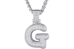 GoldChic Collana Lettera Bubble con Zirconia Cubica, Ciondolo Numero Iniziale In Oro Bling, Gioielli Hip Hop Per Uomo Donna, A-Z o Numero 0-9