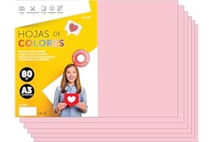 Papier A3 Couleur - Feuilles A3 80g Pour Imprimante Jet d'Encre et Laser, Ramette Papier Pour Loisirs Créatifs, Bricolage et Décoration M-office (50 feuilles, Rose Clair)