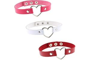 Leipza Choker Collar Kunstleder Halsband Damen, Kink Halskette Halsband Anhänger Choker Tattoo Kette Pink Rot Weiß Gothic Punk Rock Grunge