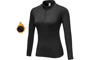 WOWENY Fleecepullover Damen 1/4 Zip Funktionsshirt Fleece warm Laufshirt Langarm mit Stehkragen, Atmungsaktive Langarmshirt Sportshirt Fitness Shirt Hoodies Outdoor Winter
