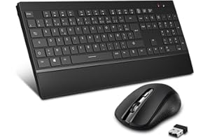 Dacoity Ensemble Clavier Souris sans Fil, Connexion sans Fil 2.4g, Touches Ultra-Minces avec Support De Poignet, Boutons Multimédia pour Windows/Mac
