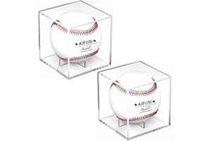 AIFUSI Zestaw 2 ekspozytorów na piłkę baseballową, sześcianowe, przezroczyste pudełka akrylowe z ochroną przed promieniowaniem UV, specjalne pudełka do przechowywania sportu