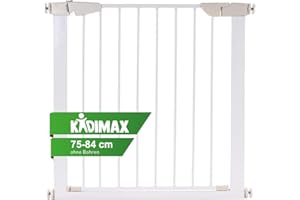 KIDIMAX Treppenschutzgitter 75-84 cm, ohne Bohren, Türschutzgitter für Kinder, Hunde und Katzen, mit Auto-Close & Keep-Open Funktion, Treppengitter weiß