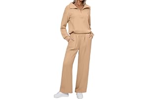 Aottori Tuta Sportiva Donna Completa Due Pezzi Tuta da Ginnastica Elegante Felpa Manica Lunga e Pantaloni con Tasche e Coulisse Pigiama Set Autunno Invernale
