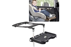 LECXIN Repose-Pieds pour Enfants ou Tout-Petits compatibles avec siège Auto, Hauteur Ajustable, Accessoires de siège Auto Pliable pour Enfants,Noir