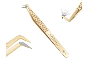 NAGARAKU Pince Fibre Cils Mega Volumineux Greffage Pince à Épiler Précision Professionnelle Poignée Antistatique Antidérapante Inoxydable Curved Tweezer pour Créer des Fleurs de Cils (7 Typ AG-11)