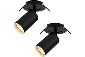 BOYIR Spots de Plafond Orientable & Pivotant Plafonnier LED Spot Noir avec Douille GU10, 2 x Éclairage de Plafond LED avec anneau frontal amovible, Spot Led Encastrable pour Cuisine, Couloir, sans ampoules