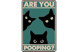NWITEIW Witziges Schwarze Katze Badezimmer Deko Are You Pooping Blechschilder Poster Toiletten Bilder Flur Deko Vintage Metallschild Wanddeko Wall Art (30x20 cm)