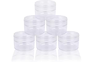 ZADAWERK® Botes - plástico - 50 ml - 6 piezas - recipiente pequeño con tapa de rosca - tarros cosméticos transparente - para viaje y almacenamiento - arte de uñas, tarro de crema