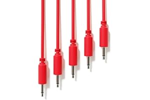 ExcelValley - 5-Pack - Câbles Modulaires Mono Patch - TS 3,5mm 1/8" Eurorack Synthétiseur [Rouge - 30 cm - 12"]