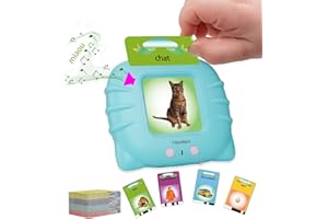 Cartes éducatives,Flash Jouets éducatifs pour Jeunes Enfants de 1 à 6 Ans, Jouets préscolaires pour écouter et Apprendre 224 Mots (Bleu français)