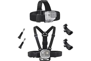QIMEI-SHOP Sangles de Caméra d'action Harnais de Poitrine Harnais de tête Support de Caméra d'action Chesty Mount Compatible avec GoPro Hero 9/8/7/6