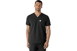 Carhartt Scrubs C16113 Force® Modern Fit V-Neck Top - Medium Regular - Black