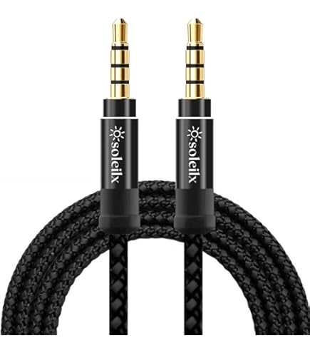 Cavo Aux 3.5mm A 4 Poli OvagYeng | 90 Gradi | Con Microfono | 0.5M | Nylon Intrecciato