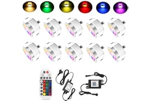SUBOSI 10 pièces Bluetooth RGB Led éclairage encastré au sol extérieur 0.6W Ø31mm IP67 étanche LED downlight terrasse cuisine jardin led lampe kit complet
