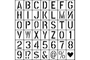 O-KINEE 42 Pezzi Stencil per Lettere,7.5cm Riutilizzabili Simboli Numeri Stencil,lfanumerico Modelli Normografo Kit,Stencil per Pittura,Stencil per Alfabeto e Numero,Modelli di Alfabeto Fai da te