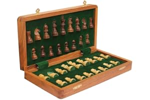 Medieval Replicas Juego de ajedrez magnético de madera de 18 cm x 18 cm, piezas de ajedrez Staunton, tablero de juego plegable con almacenamiento, para 2 jugadores, a partir de 6 años