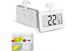 Jinpojun 2 Stück Kühlschrankthermometer, Mini Digital Thermometer für Gefrierfach Mit Gut Lesbarem LCD-Anzeige Lesen Perfekt für kühlschrank, Lnnen, Außen, Restaurants, Bars, Cafés(4.3 * 6.8CM)