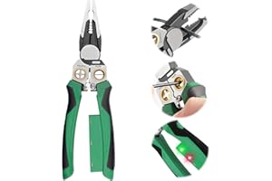 CWAGRQ 8 in 1 Wire Strippers Alloy Steel Voltage Tester Pliers Wire Stripping Pliers Multifunctional Electricians Tools Insulation Protection Accurate Electrical Cable Stripper for Cutting Stripping (1pcs)