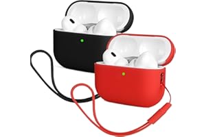 Mocarheri 2 pezzi Custodia in Silicone Compatibile con Airpods Pro 2 (2022), Ultra Sottile in Premium per Airpods Pro 2 Cover protettiva antiurto, Nero/Rosso