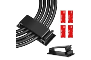 FASOOD 50 Stück Stark Kabelhalter Selbstklebend [3M Kleber] | Kabelmanagement | Kabelclips | Kabel Organizer für TV, Ethernet Kabel,Laptops, Schreibtisch Kabelführungsclip (Schwarz-50pcs)