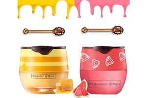 TITIMORE 2Pcs Bee Balm Lip Balm Honey Pot,Honey & Watermelon Lip Mask,Propolis Moisturizing Lip Sleeping Mask Reduces Lip Lines,Hydrating Honeybalm Prevention Dry and Cracked Lip