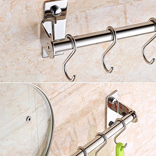 ConCo Küchenbesteck Küchenhelfer Set aus SUS304 Edelstahl Hängeleiste Küchenutensilien Kochzubehör Set 8 Haken – 50cm Doppel Schiene (50cm Single Schien) - 4