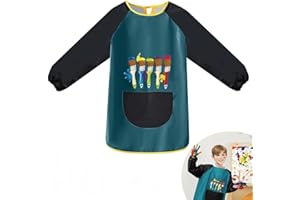 LGZIN Grembiule da Pittura Bambini, Grembiule Impermeabile Scuola Maniche Lunghe, Grembiule da Gioco, Grembiule per Bambini per Dipingere, Giocare e Mangiare, Ragazze e Ragazzi da 6 a 10 Anni