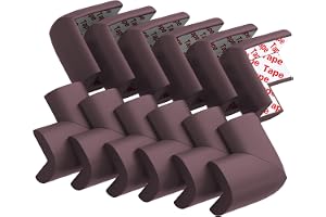 USfloatwishes 12 Pack Soft Corner Protector Baby Proofing Edge and Corner Guards, Safety Pre-Taped Rubber Foam Furniture Bumper for Fireplace, Table, Stair, Cabinet (Brown)