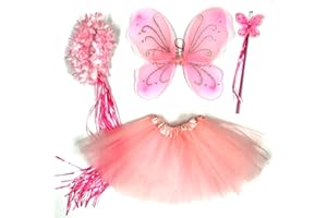 Tante Tina - 4-pièces Déguisement de fée Papillon - Ailes, Baguette, Diadème et Jupe