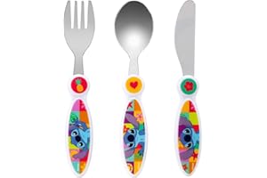 ZAWADI GLOBAL Disney Stitch - Juego de cubiertos para niños (3 piezas), cuchillo, tenedor, cuchara