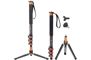 Monopiede in Carbonio, Refoni C304F Monopiede da 173 cm con piedini di supporto per reflex digitali, fotocamere compatte e mirrorless, con un carico massimo di 25 kg
