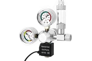 QWORK® Regulator ciśnienia CO2 do akwarium, podwójny wyświetlacz, z licznikiem bąbelków i systemem zaworu zwrotnego (interfejs W21.8)