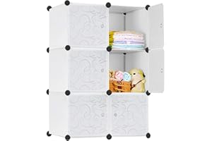 ‎FROADP Froadp Faltbare Kleiderschränke 105x70x35cm Steckregalsystem Kunststoff Garderobenschrank für Kleideraufbewahrung 6 Gitter Regalsystem Schrank DIY für Kleidung Schuhe Spielzeug & Bücher (Weiß)