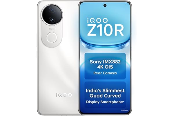 iQOO Z10R 5G (Moonstone, 8GB RAM, 128GB Storage) | 32MP 4K Selfie Camera | Quad-Curved AMOLED Display | Dimensity 7400 Proces