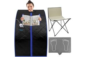 SereneLife SPA portátil infrarrojo para el hogar, Gran tamaño, Sauna para una Persona, Completo, con Almohadilla calefactora para los pies, Silla plegable