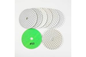 SHDIATOOL Bagnata Diamante Lucidatura Pad 8 Pezzi Grana 50 per Marmo Granito Pietra Ceramica Dia 80mm/3 Pollici