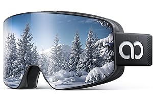 Lamicall Lunettes de Ski Homme, Masque Ski OTG - [Ultra HD & Anti-Buée Breveté] Lunettes Snowboard Polarisé pour Femme & Homme, UV400 Protection, Sangle Réglable, Ski Goggles Femme pour Sports Hiver