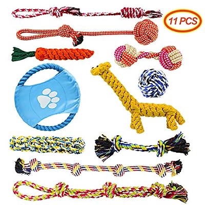 Docatgo Jouets pour Chien, Jouets en Corde pour Chien, 11 PCS Chiot Jouets à Mâcher Peut être Lavé à l'eau,Convient aux Chiots et aux Chiens de Taille Moyenne